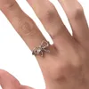 Anelli a grappolo 2024 tendenza in lega d'argento vintage in lega bowknot per donne delicata fascino arco di bordo ad anello di dito regolabile