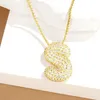 Chains Chunky Bubble Zirconia Crystal 26 A-Z Letters Pendant Necklace Balloon Initials Name Exquisite Luxury Charm Jewelry