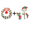 Broschen 2pcs/Los Legierung Weihnachten Girlande Glocken Emaille Snowman Weihnachtsbaum Pin Fashion Geschenk für Frauen Kinder