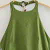 Casual Dresses 2024 Summer Women's Temperament Light Green Halter Neck Sleeveless Pleated Dress Sexig öppen baksida smal mid-längd kjol