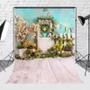 Spring Pâques Photographie en toile de fond des plantes vertes Grassland Egg Rabbit Decor Bunny Child Birthday Portrait Photocall Fond