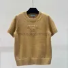 designer Women's Sweaters 24 Early Spring Gold Silk Wool Round Neck Pullover Short Sleeve T-shirt Maillard Style Wear Knitwear tops