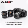 Accessoires Viltrox 23 mm 33 mm 56 mm T1.5 Cinema Lens Manual Focus Prime Filmmaking Vlogger pour Sony E M43 Mount Lumix Olympus BMPCC Caméra