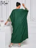 Этническая одежда Missord Green Мусульманское платье для женщин роскошные Dubai abaya v Neck Вышитая аппликация длинная вечеринка Ramadan платья