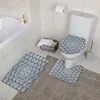 Bath Mats 3pcs Sets Cows Pattern Mat Geometric Black White Simple Bathroom Decor Anti Slip Rugs Carpet Toilet Seat Cover U-shaped Pad