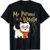 My Patronus é um amante de cães de Westie Gift Christmas Text Summer Algodão de algodão curto Oneck unissex camiseta s3xl 240409