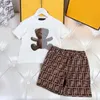 2024 Summer F New Childres Shirt Short Sleeved Set Men and Women Baby Set Short Sleeved Shorts Two Piece Set Western Style Trend