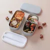 Dinyire Sets Microwavable 2 Layer Lunch Box met compartimenten lekkendichte Bento geïsoleerde container roze roze