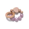 1pcs bébé Bracelets Bracelets Silicone Rounds Perles de coeur en forme de coeur en bois Bague Bébé infirmière Toy pour la dentition Ring