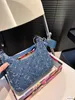 Sac de créateur sac fourre-tout M6775 Blue Denim Jacquard Sac à vaisselle sac à main NF