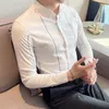 Men's Casual Shirts British Style Autumn Striped Mens Long Sleeve Business Slim Fit Shirt Homme Social Formal Wear Blouses 4XL-M