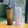 Star Dad Double Layered Straw Cup 710 ml stor kapacitet Creative Straw Cup Tie Hand Cup Durian Cup Portable Flowing Light Cup