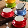 Mugs 220ml Coffee Cup Sets High-grade Simple European Style Mug Thick Colored Glaze Ceramic Espresso Cappuccino Flower Latte Cups