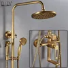 ELLEN Rainfall Shower Set Antique Bronze Bath Faucets with Shower Head Hand Shower Brass Wall Bath Faucet Mixer Tap EL4014