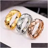 Bands Sonneurs Love Women Men Ring Designer Bijoux de mode Titanium en acier Single Grille avec diamants couple décontracté Gold Gold Sier Rose OT3SW