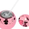 Disco Ball Cups Plastic Drink Cup Flash Cocktail Cup Glass Party Bottle Flashlight Wine Syrup Tea Drinking Straw Bar Nightc