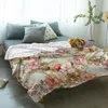 Koce vintage liść kwiatowy Streszczenie przenośny miękki rzut koc do łóżka biuro łóżka flanel