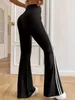 Vår- och sommarkvinnor plus storlek hög elastisk tyg brittisk stil mode draperande design blossade byxor nio 240402