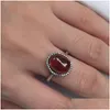 클러스터 링 1pcs/lot natural garnet ring crystal s925 다이아몬드와 스털링 시어 우아한 여자 보석 귀중한 액세서리 보석 dhgaa