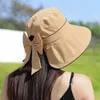 Chapeau de soleil avec protection UV largeur version coréenne de bord large pour les femmes en écran solaire d'été et en polyvalence Bowknot Hat240409