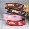 Personalized Dog Collar Bling Rhinestone Leather Pet Collars For Small Medium Large Dogs Engraved Pet ID Nameplate Necklace