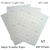 Papier (a3*20 stcs) Inkjet warmteoverdracht afdrukpapier voor lichte stof alleen overdrachten papieren thermische overdracht Papeloverdracht ht150p
