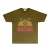 Rhude Brand Summer Tshirts Designer Tシャツ男性と女性のトレンディなファッション服RH028オウム対称印刷半袖TシャツサイズS-XXL