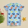 0-3Y ragazzi Summer Sestate Swimwear Dinosaur Stampa a maniche corta con cerniera con cerniera abita da bagno per bambini da bagno per bambini