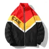 Vestes pour hommes rétro Hip Hop Veste pour hommes Veste Windbreaker Streetwear Color Block Patchwork Lettre imprimé Auteur Automne Harajuku Zip Track