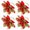 Tafeldoek 4 PCS El kerst Napkin Ringen Banquet Decore Poinsettia Buckle Plastic