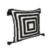 1pc Black Stripe Tufted Throw Pillow Capas, almofadas decorativas marroquinas com borlas para sofá Sofá Quarto