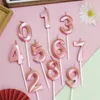 Party Supplies Pink Opera 0-9 Digital Candles Happy Birthday Cake Decorative Little Princess Girls Number