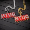 Подвесные ожерелья Hip Hop Full Dotesones Lice Out Gold Color 316L из нержавеющей стали Htug Письмовые подвески для ювелирных украшений для мужчин