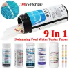 9 in 1 PH Test Strips For Aquarium/Fish Tank /Swimming Pool/ Spa Water Quality 50 Pcs/Bottle Chlorine/PH/Bromine Measure Paper