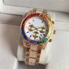 Designer lao colorato diamond rainbow di business quartz orologio