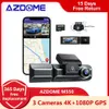 Azdome M550 a 3 canali CAM, telecamera da cruscotto per auto a tre vie posteriori, 4K+1080p Dual Channel con GPS WiFi IR Night Vision