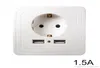 EU Plug Socket Power Outlet Panel Dual USB Port 15A Wall Charger Adapter White2696326