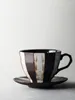 Cups Saucers Japanische Retro -Kaffeetasse und Untertasse Set Manuelle Kunst grobe Keramik Haushalt Einfacher Nachmittag Teetasse
