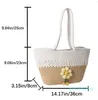 Сумки с плечами HBP вязаная соломенная сумка лето цветок богемия мода женская сумочка цветные полосы крючко