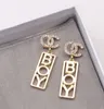 20 color popularne 18K Gold Luksusowe projektanci marki podwójne litery Stud Clip łańcuch geometryczny słynne kobiety kryształowy kryształowy kolczyk