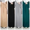 Casual Dresses 2024 Kvinnors O-hals Islamiska Kaftan Robe Dress Paljett Sundress Muslim Abayas för kvinnor långärmad fest