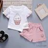 Vêtements Ensembles 2pcs Toddler Baby Girls Vêtements Set Summer Kids Modèle Ice Patter