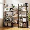 Numenn Triple Wide 5 Tier Bookhelf, Rustic Industrial Style Bokhyllor med 14 öppna displayhyllor, modern hög bokhylla