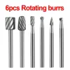 6pcs HSS Routing Router Bits Drill Bits Set Mini Rotary Burr Tool CNC Gravure ABRASIV