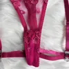 Hjärtbroderi Bras sätter mesh sexiga trosor bh kvinnor underkläder splittrande snörning trosor sexiga underkläder