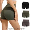 Ll vrouwen yoga leggings hoge taille tillen heup shorts honing perzik heupen geen onhandigheid draad strakke elastische gym 3/4 shorts