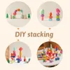 Bloc de construction en bois Colored Stone Baby Montessori Creative Education Toy Nordic Style Stacking Game Rainbow Stone Wooden Toy