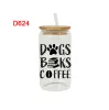 Doirée de café DTF Sticker de transfert pour 16 oz de bouteilles La tasse peut envelopper le bricolage imperméable facile à utiliser les décalcomanies personnalisées D569
