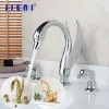 Jieni Golden Golden Swan Bathducet Faucet 3 PCS 2 مقابض مثبتة على سطح الكروم البولندي دش الحمام حوض صنبور الصنبور الصنبور