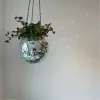 Hem Hanging Mirror Ball Planter Dekorativa växtkrukor som hänger blomkruka för inomhus utomhus hem trädgårdsdekor wwo66